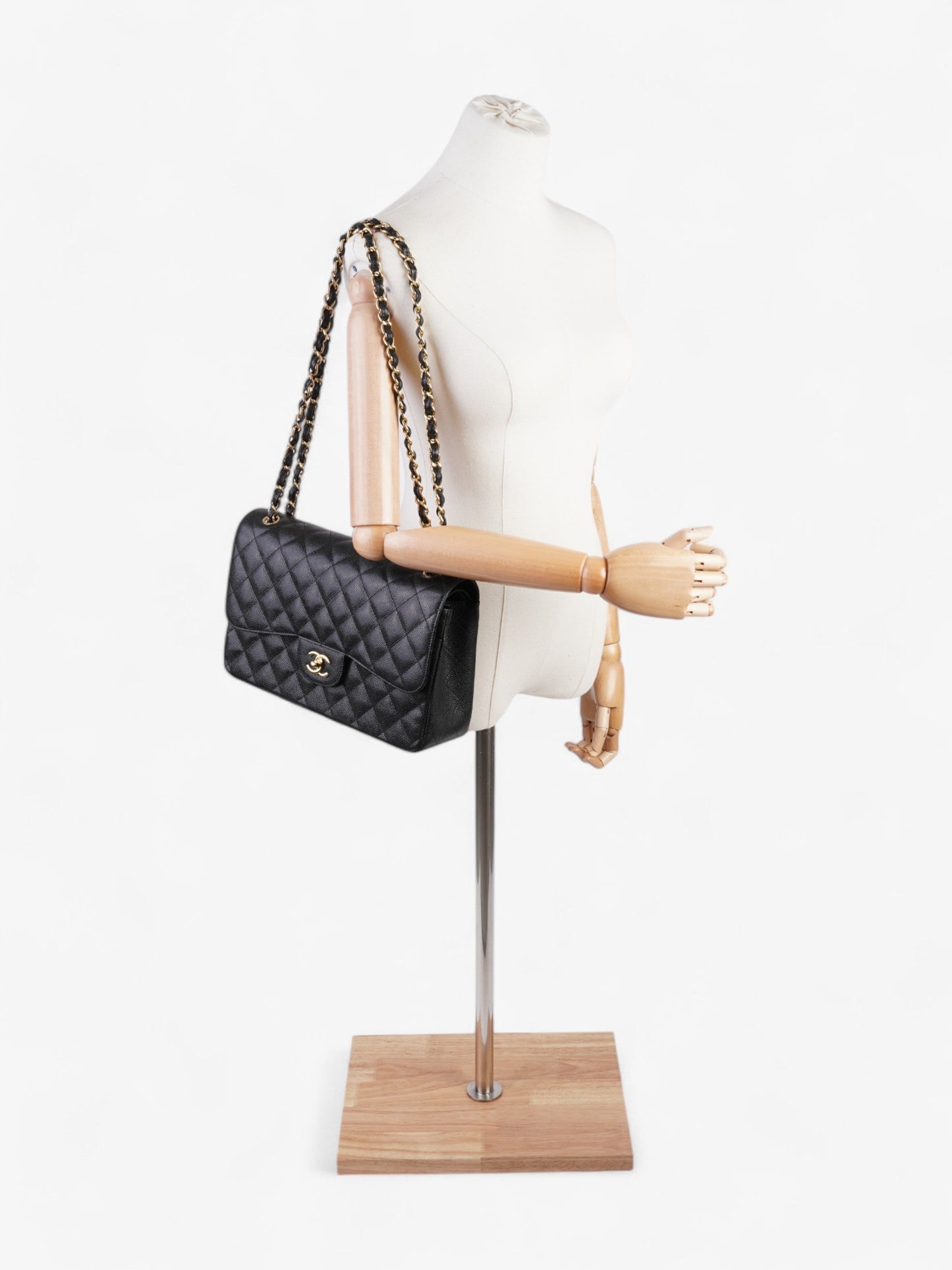 Chanel Classic Double Flap Black Caviar Leather Jumbo