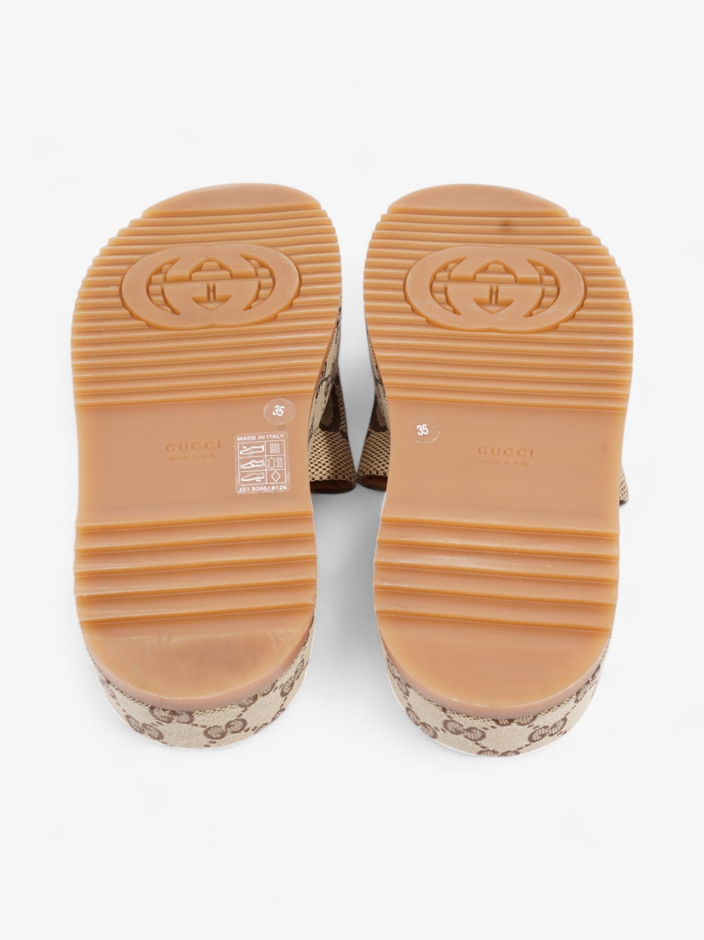 Gucci GG Platform Sandals Beige / Brown Canvas EU 35 UK 2