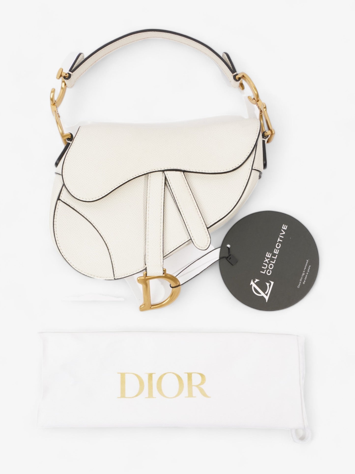 Christian Dior Saddle Bag White Calfskin Leather Mini