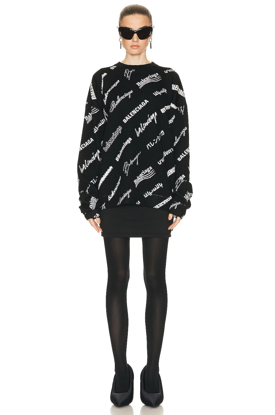 BALENCIAGA LUNAR ALL-OVER LOGO CREWNECK SWEATER