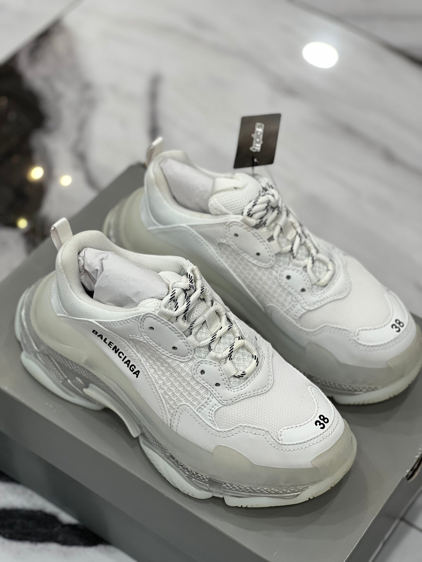 BALENCIAGA TRIPLE S CLEAR SOLE SNEAKERS