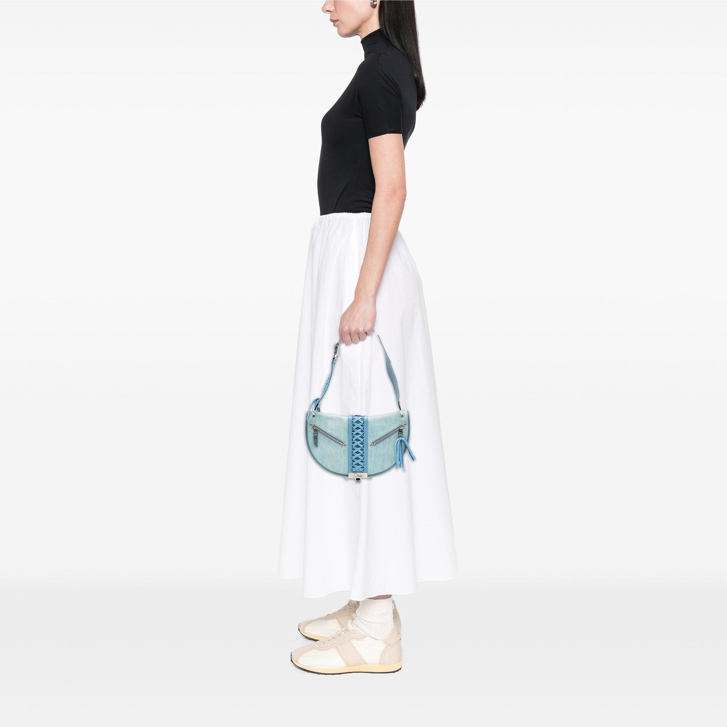 Blue Dior Denim Admit It Flap Hobo Bag