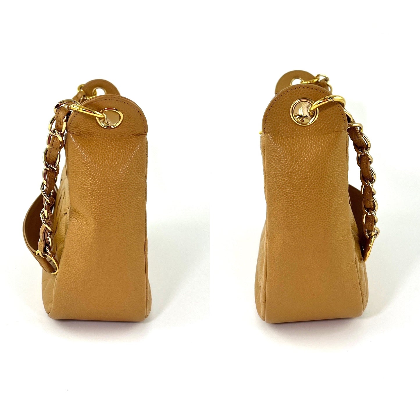 CHANEL Timeless Beige Quilted Caviar Hobo Bag