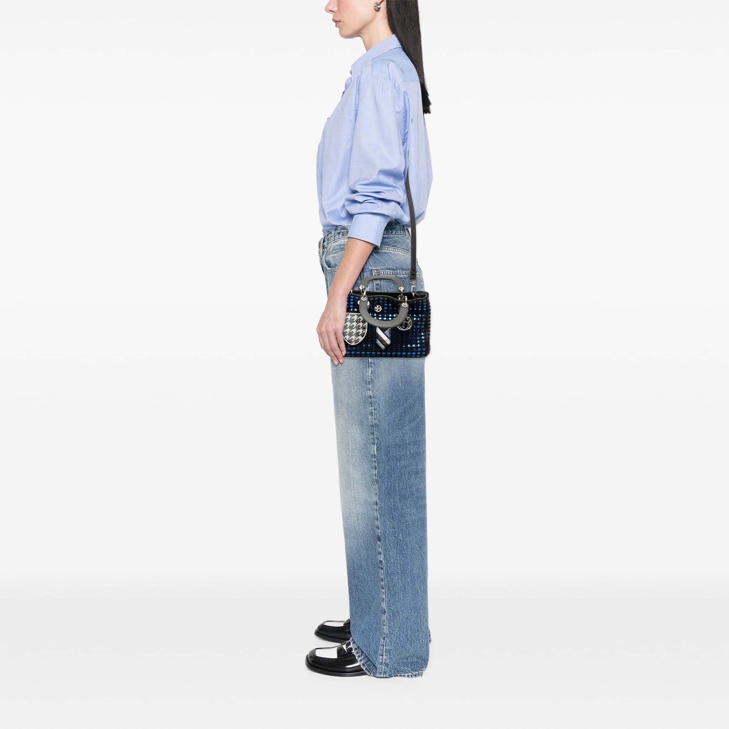 Blue Dior Small Tweed Patch Diorissimo Tote Satchel