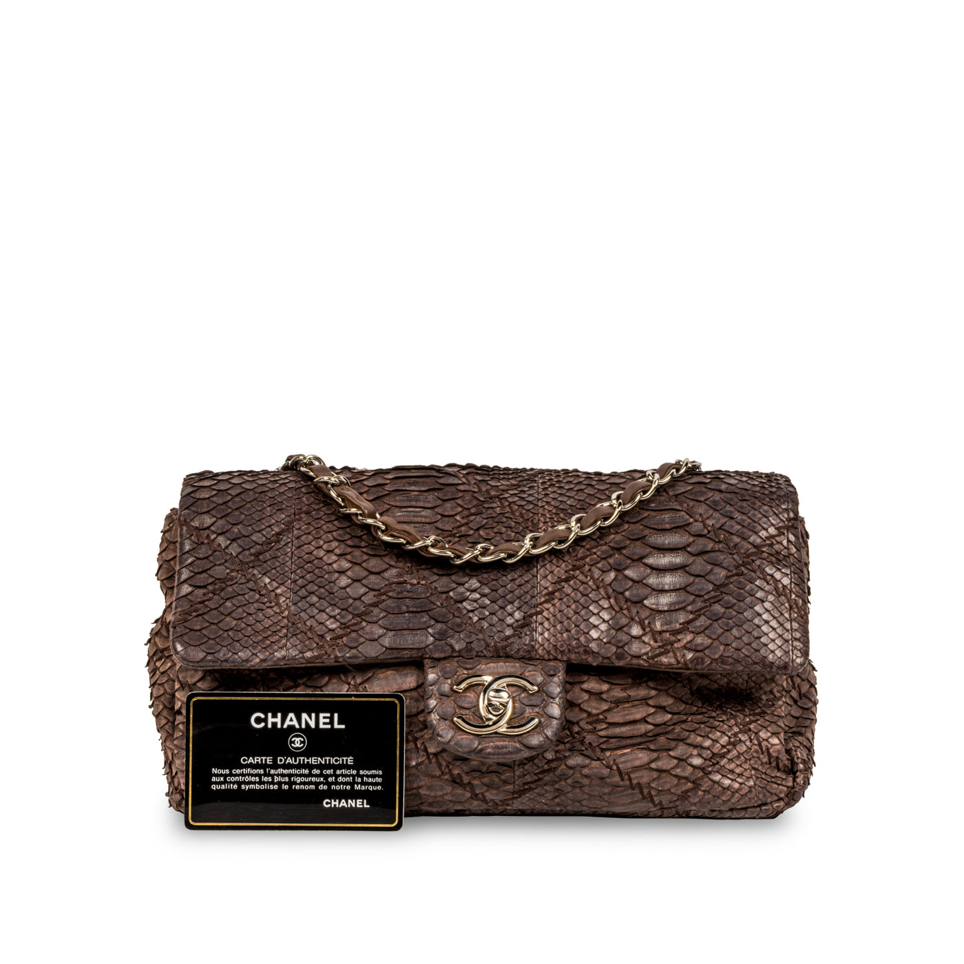 Chanel Python Flap Bag Brown