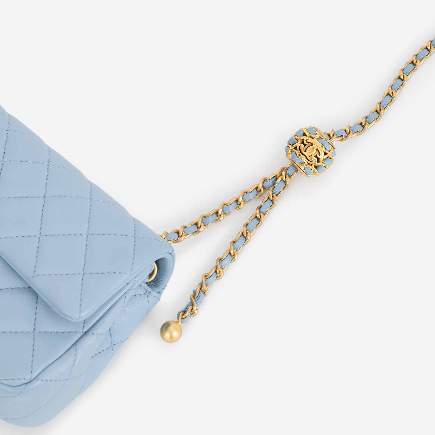 Chanel Mini Rectangular Pearl Crush - Blue Lambskin | Aged Gold Hardware