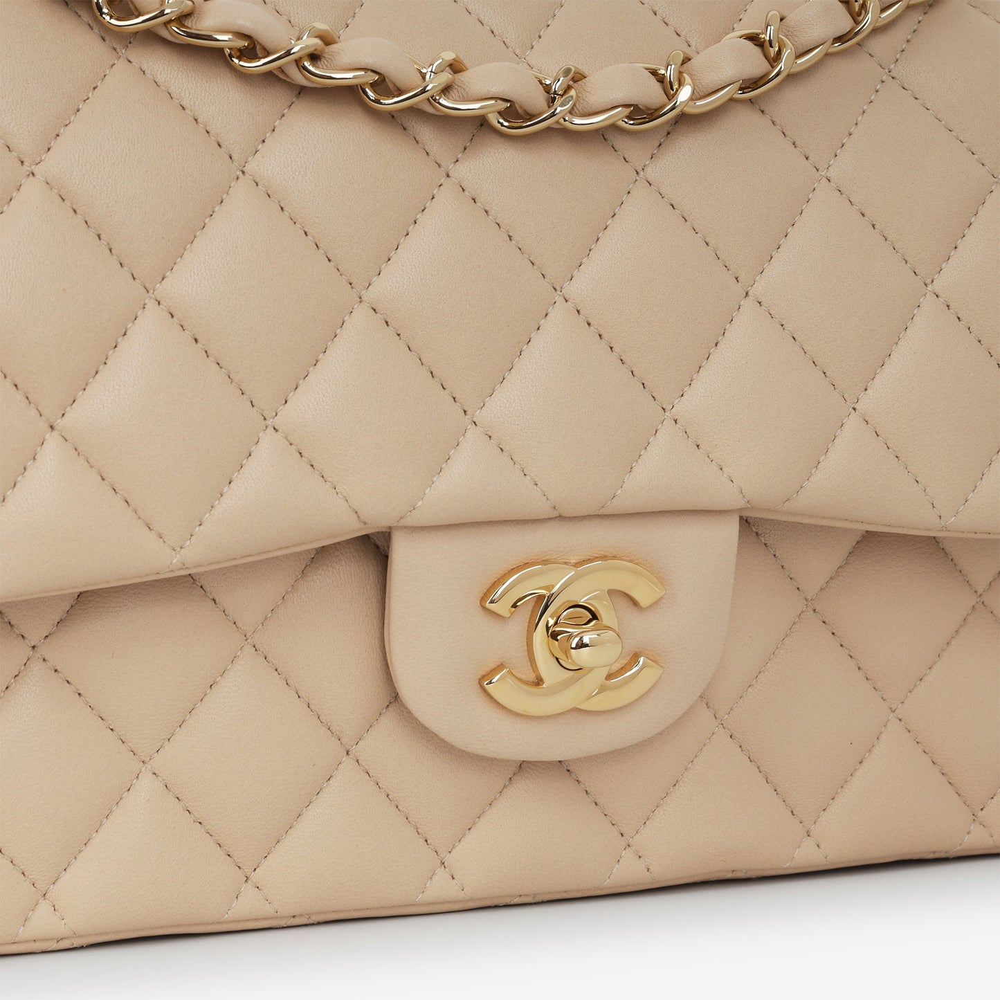 Chanel Medium Classic Flap - Beige Lambskin | Gold Hardware