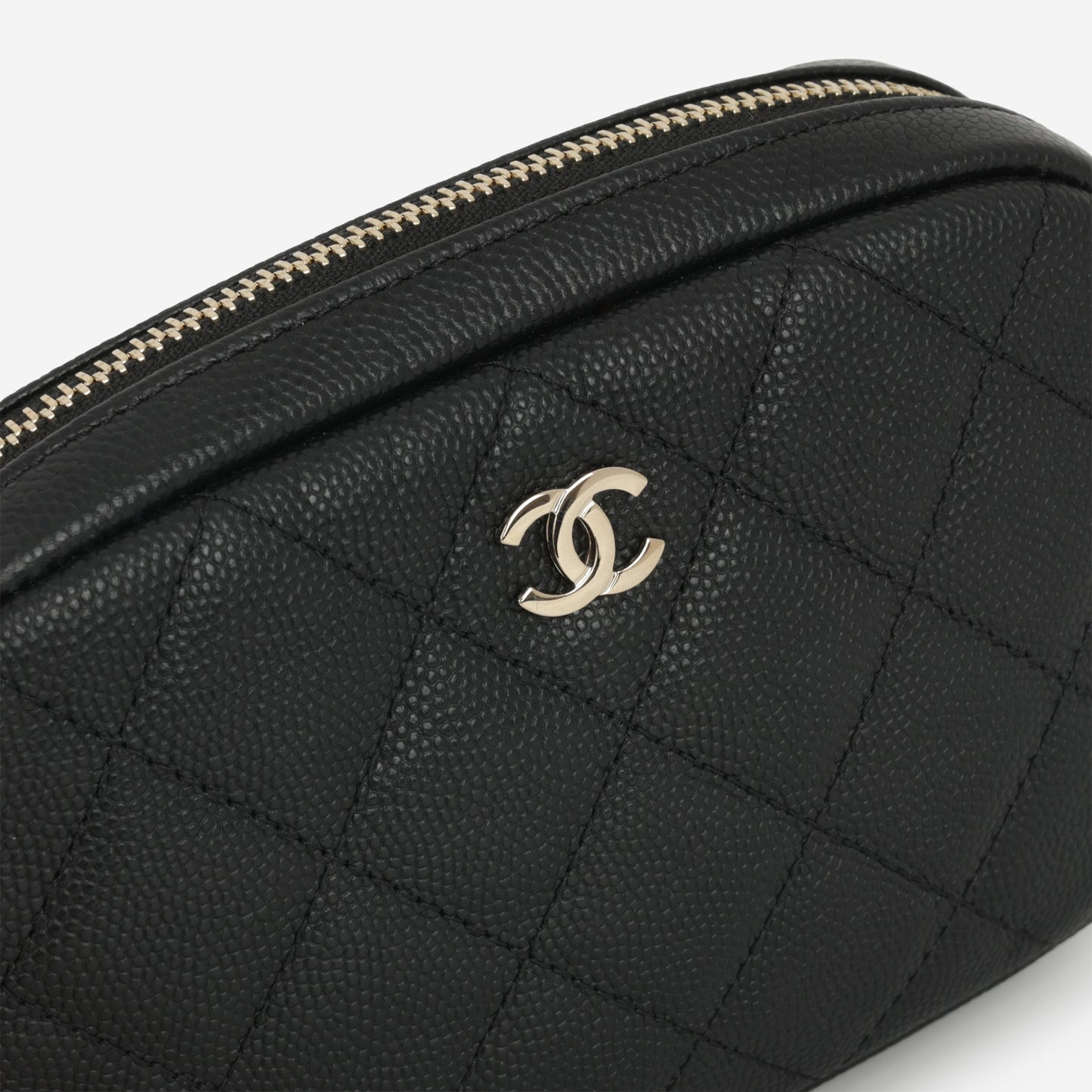 Chanel Small Curvy Cosmetic Pouch - Black Caviar | Gold Hardware