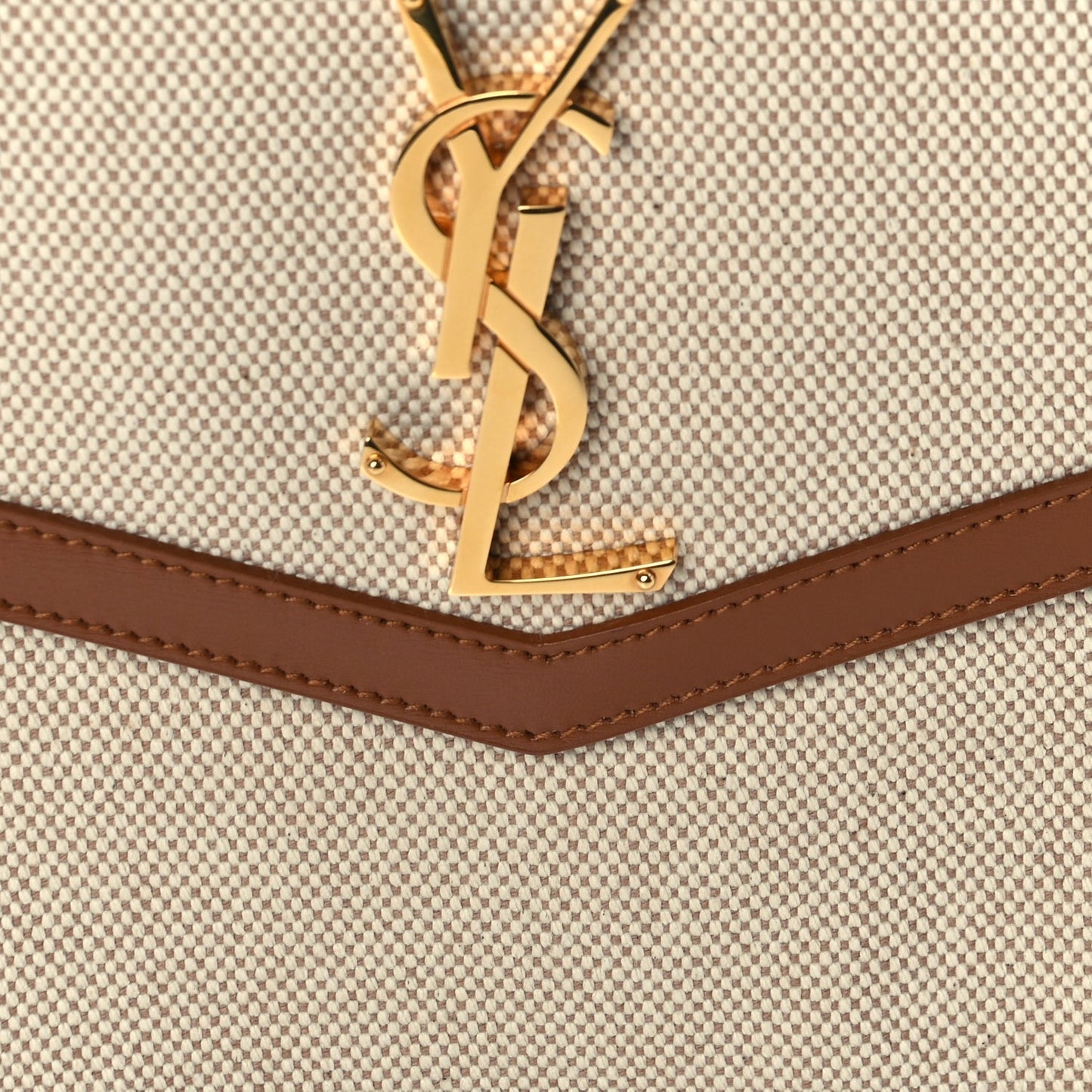 Saint Laurent Canvas Uptown Pouch Natural Beige Brick