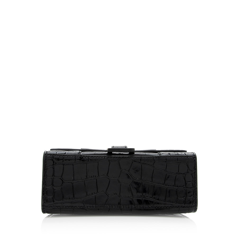 Luxury Balenciaga Trending 2026 Shiny Croc Embossed Calfskin Hourglass XS Satchel (SHF-20783)