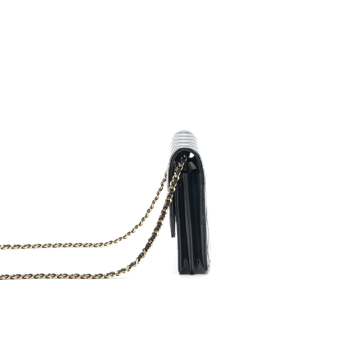 Chanel Square Wallet on Chain Patent Leather Black GHW Crossbody