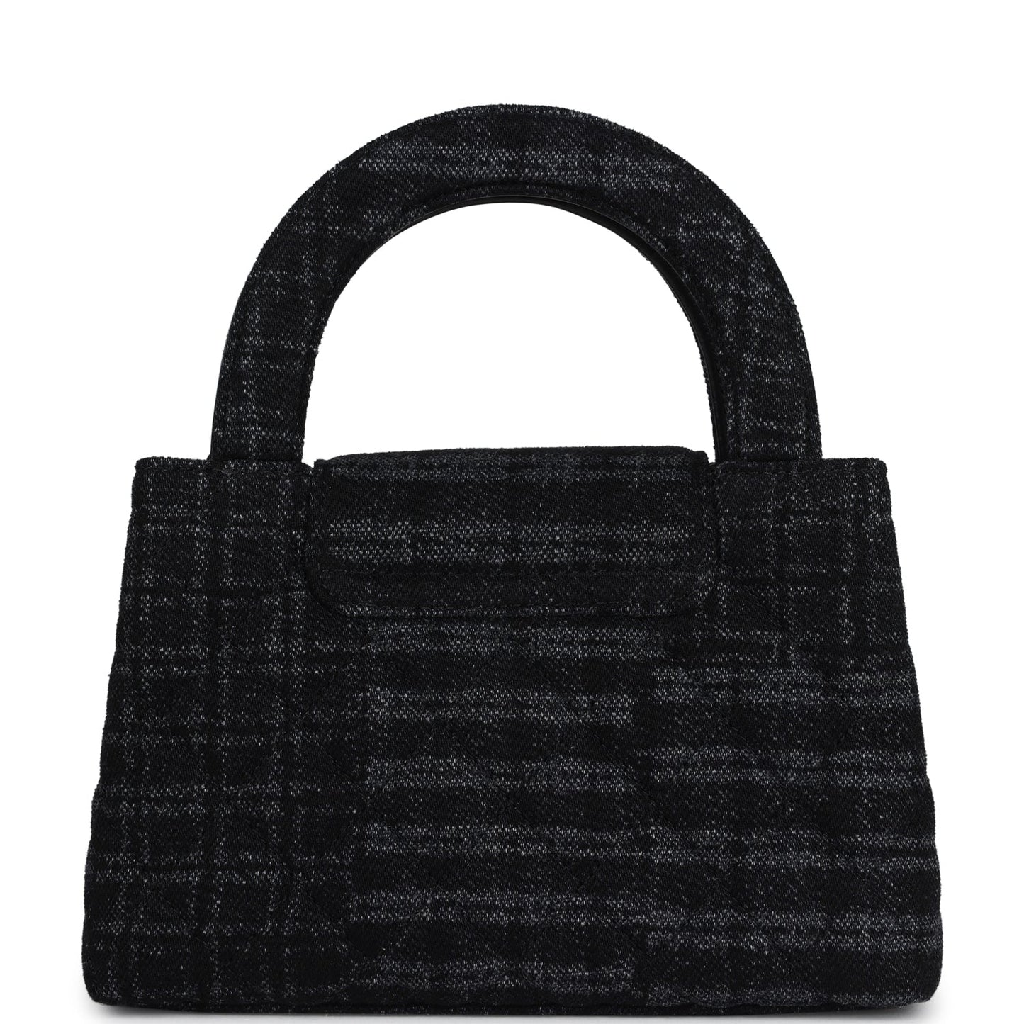 Chanel Small Kelly Shopper Dark Grey and Black Plaid Canvas Ruthenium Hardware Handbag