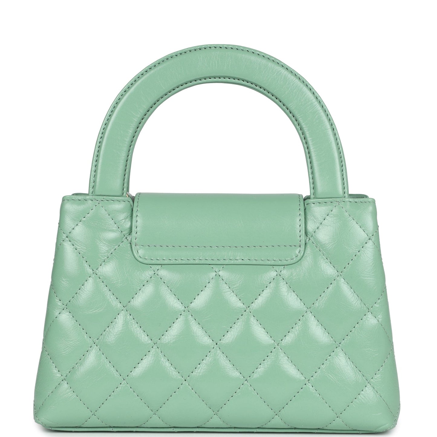 Chanel Small Kelly Shopper Light Green Shiny Aged Calfskin Brushed Gold Hardware Handbag