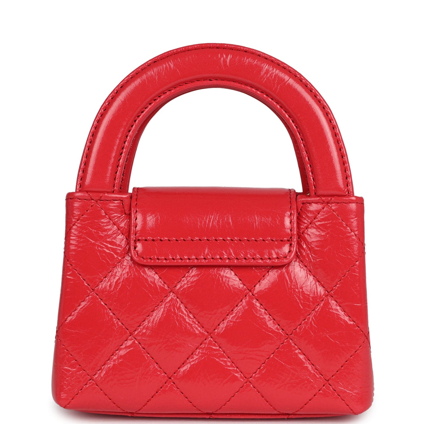 Chanel Nano Kelly Shopper Red Shiny Aged Calfskin Brushed Gold Hardware Crossbody