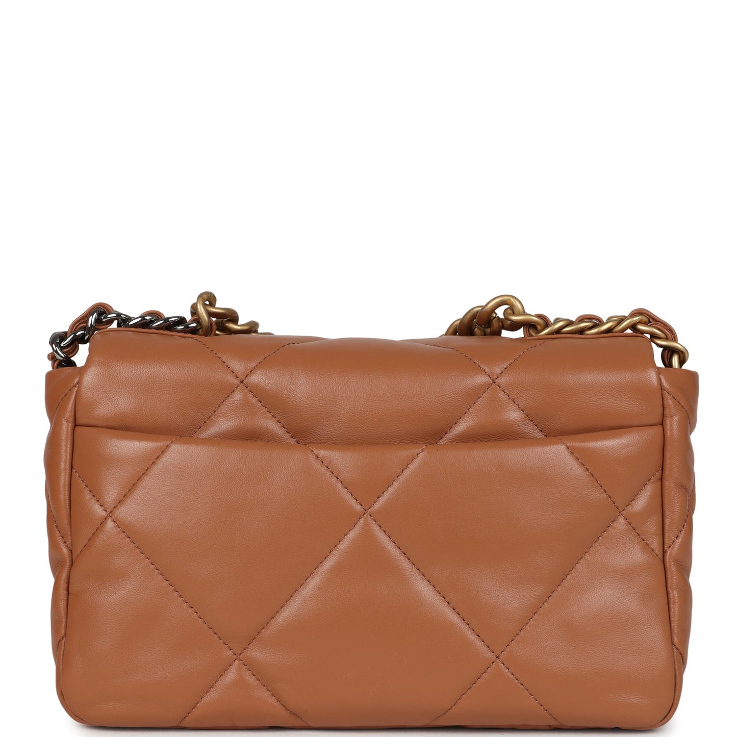 Chanel Medium 19 Flap Caramel Shiny Lambskin Mixed Metal Hardware Shoulder Bag