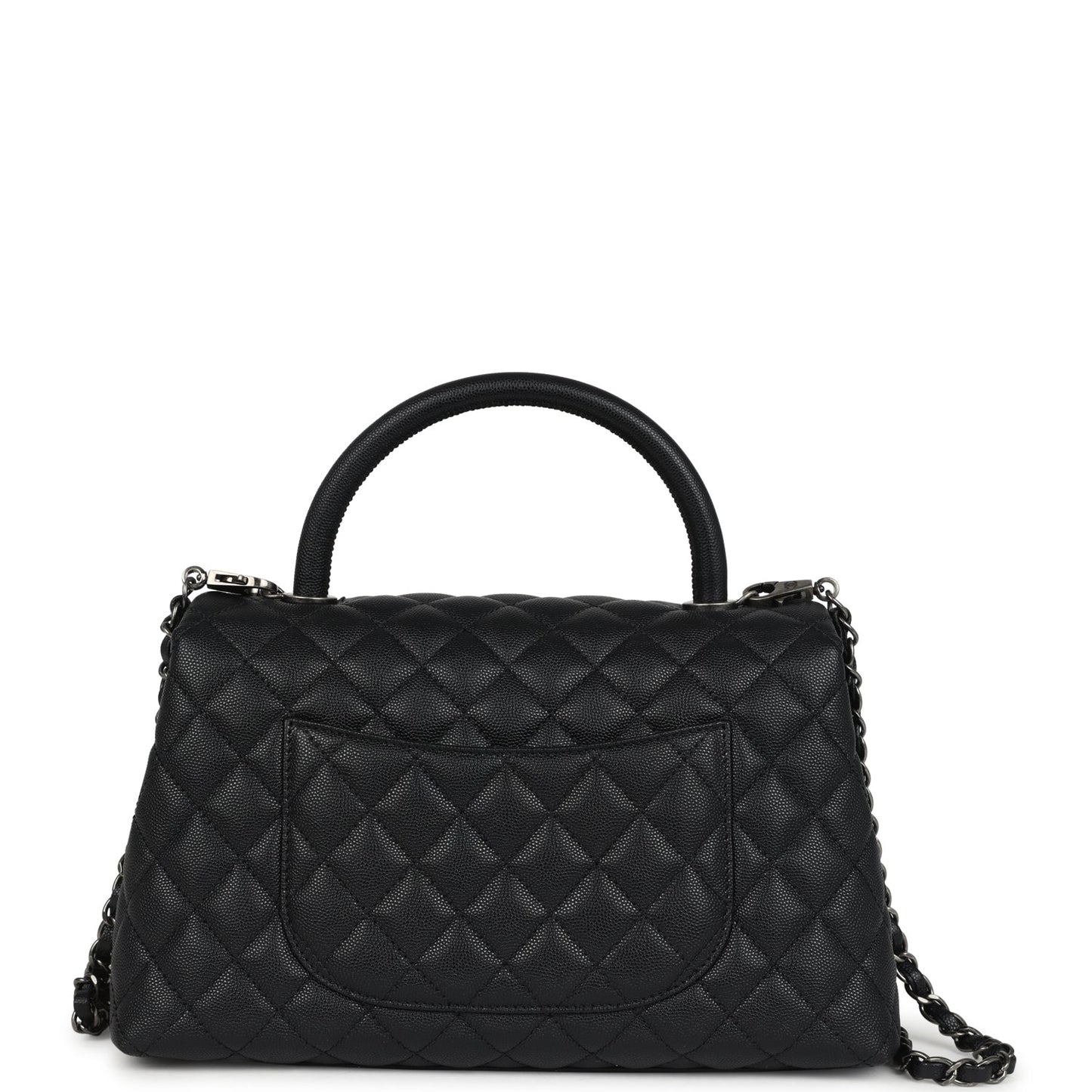 Chanel Medium Coco Top Handle Black Caviar Aged Ruthenium Hardware Coco Handle Shoulder Bag