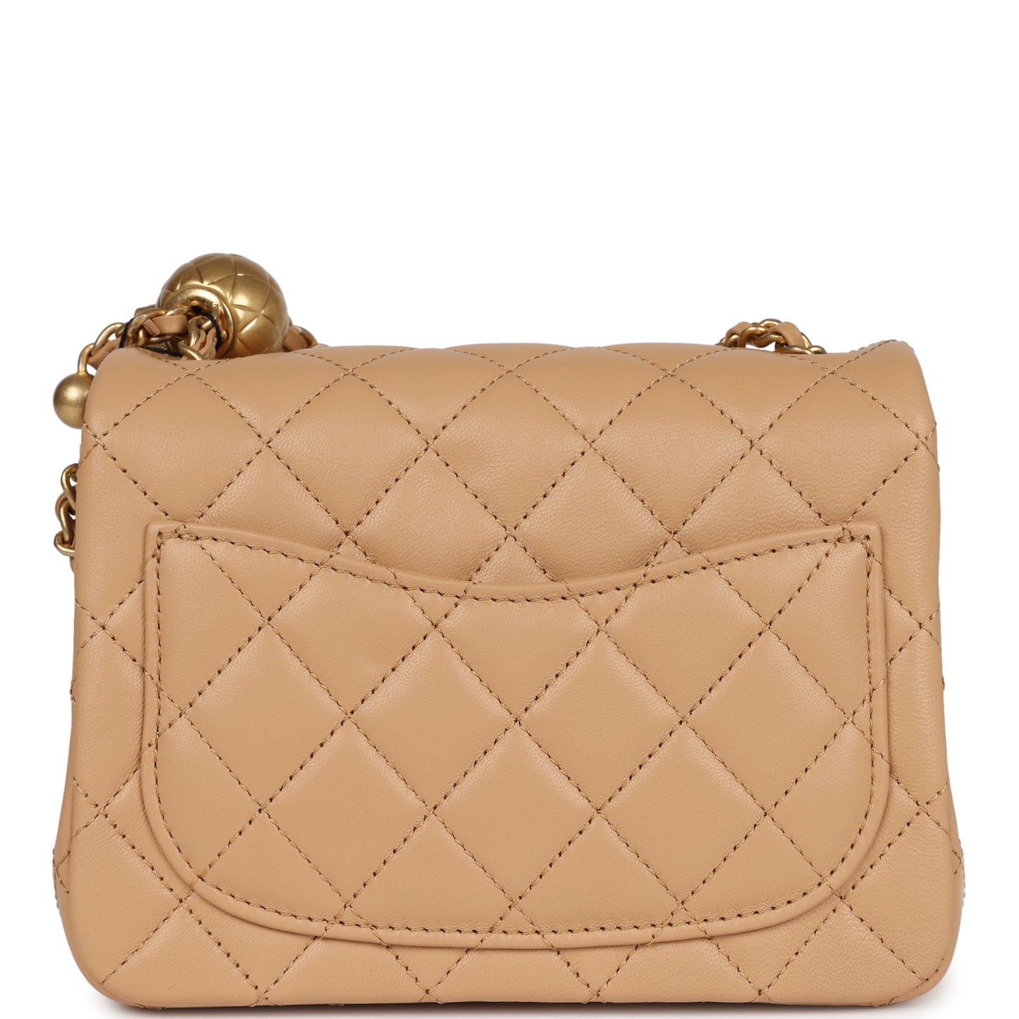 Chanel Pearl Crush Mini Square Flap Beige Lambskin Brushed Gold Hardware Crossbody