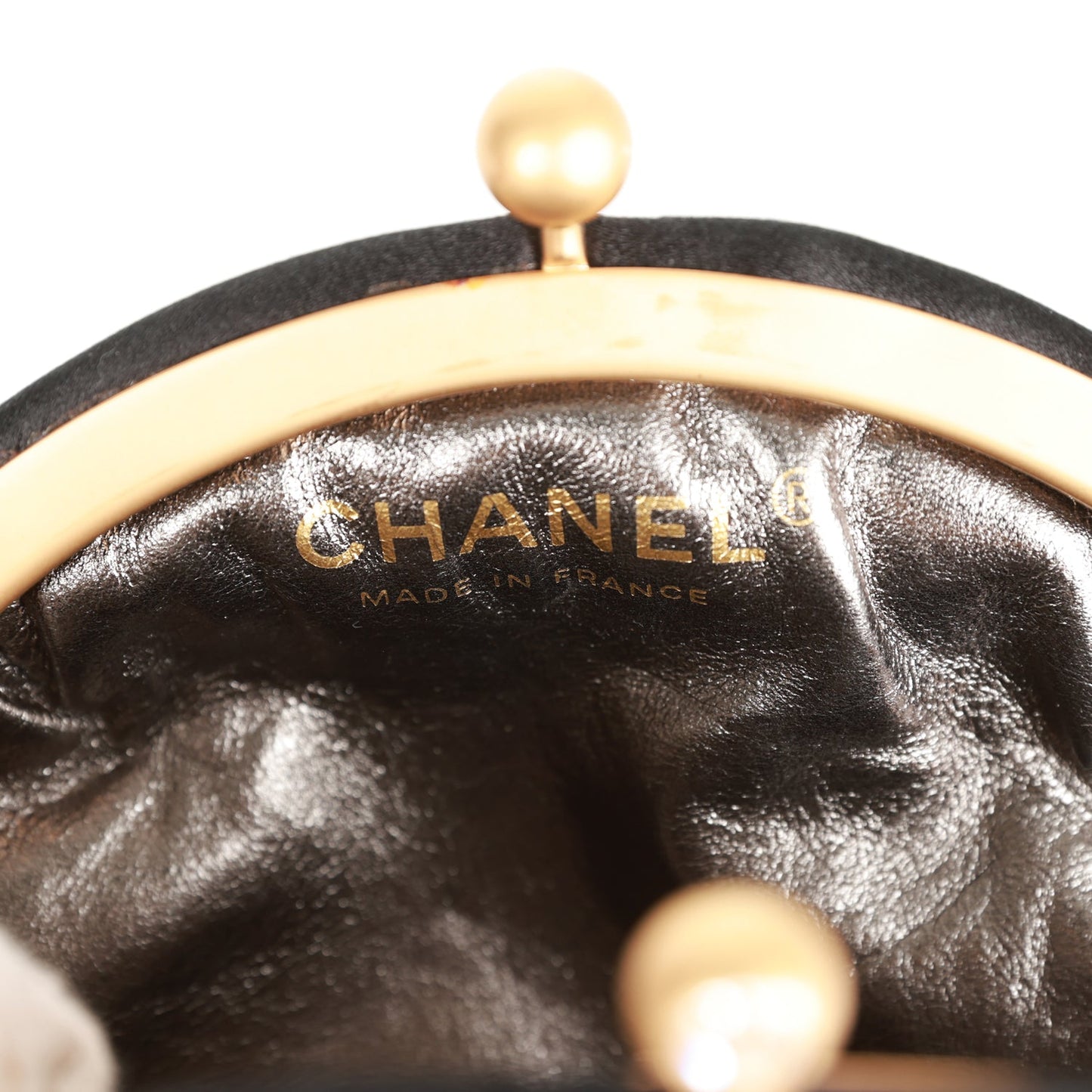 Chanel Clutch Bag Black Satin Embellished Antique Gold Hardware