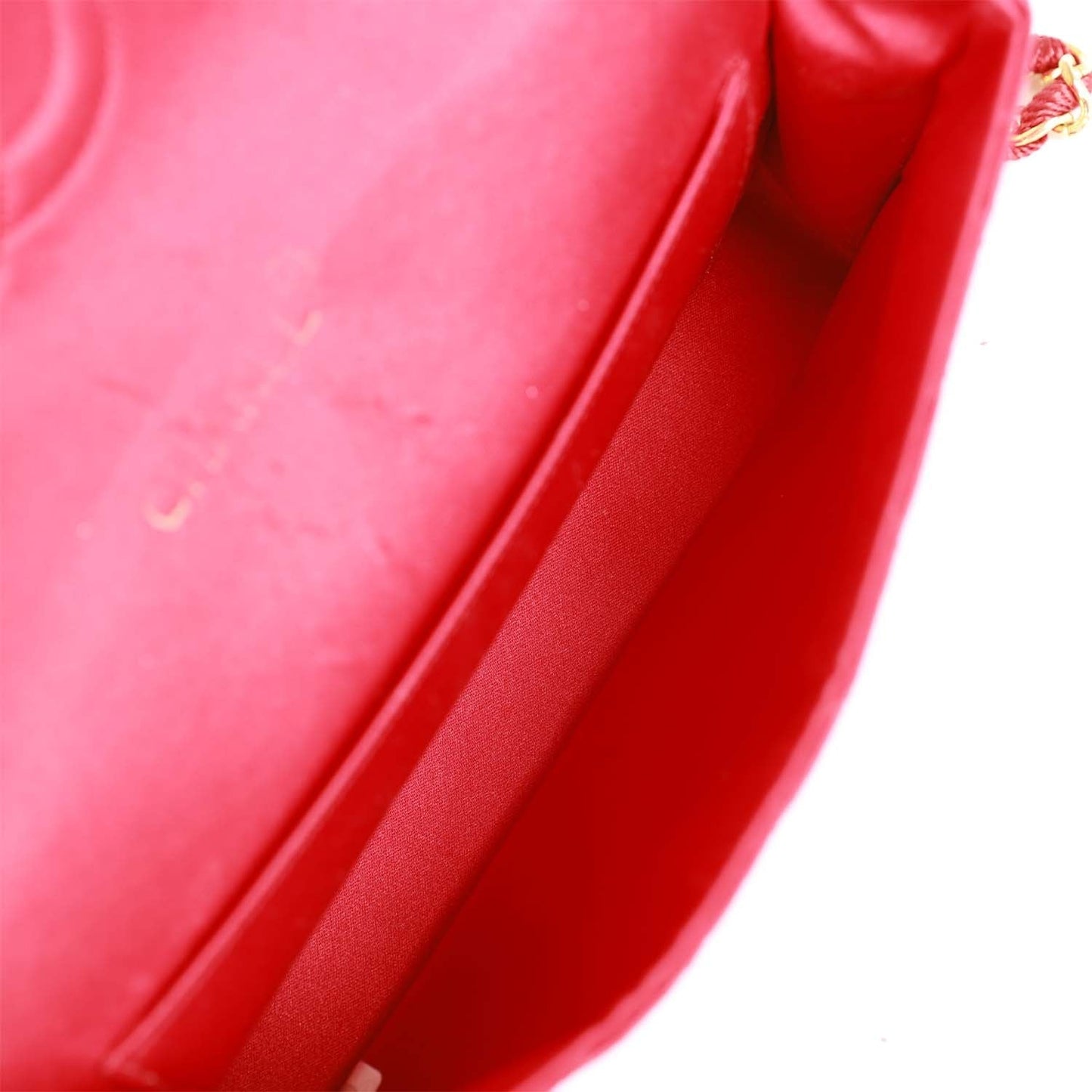 Chanel Small Flap Bag Red Satin Gold Hardware