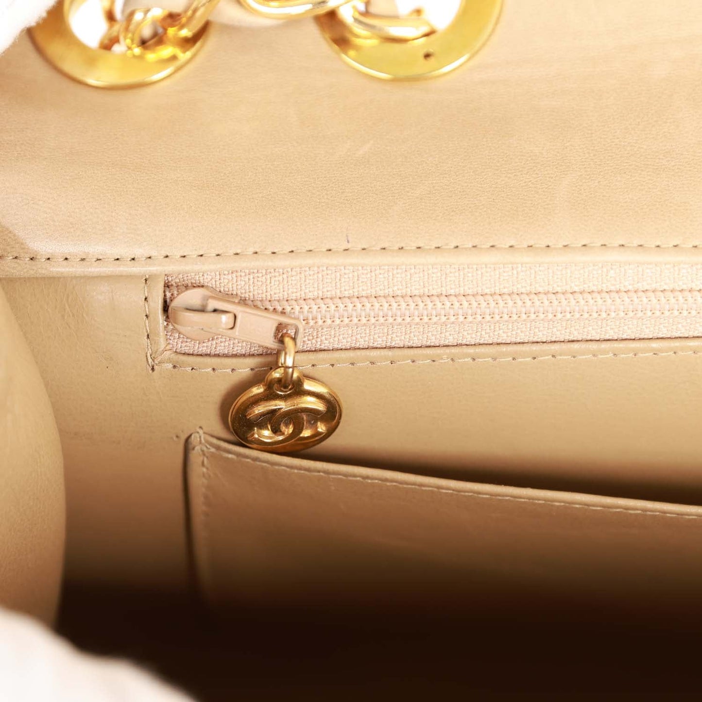 Chanel XL Maxi Flap Bag Beige Lambskin Gold Hardware