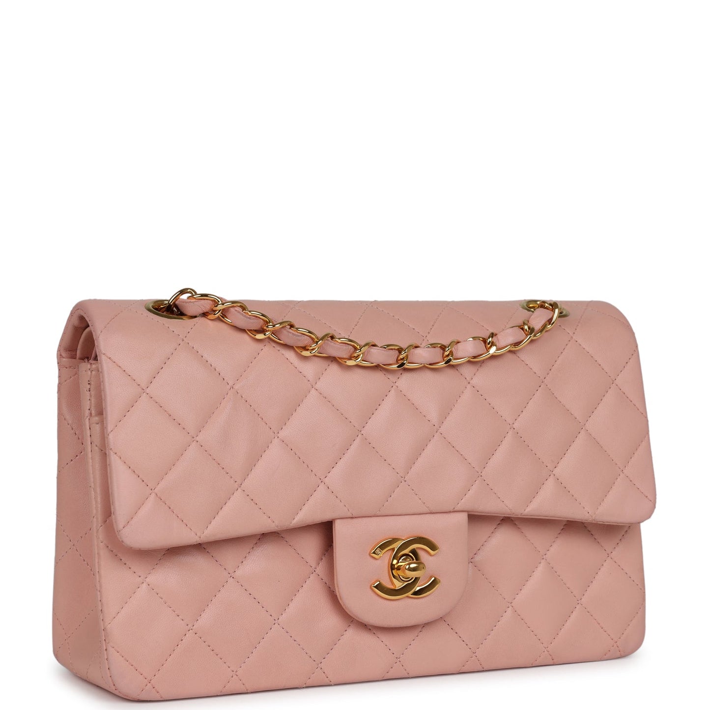 Chanel Small Classic Double Flap Pink Lambskin Gold Hardware