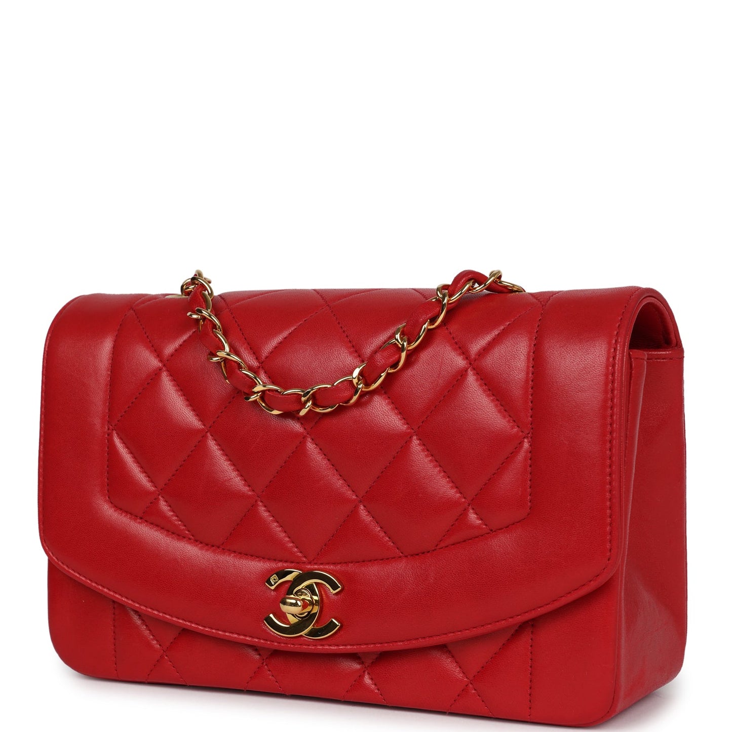 Chanel Small Diana Flap Bag Red Lambskin Gold Hardware