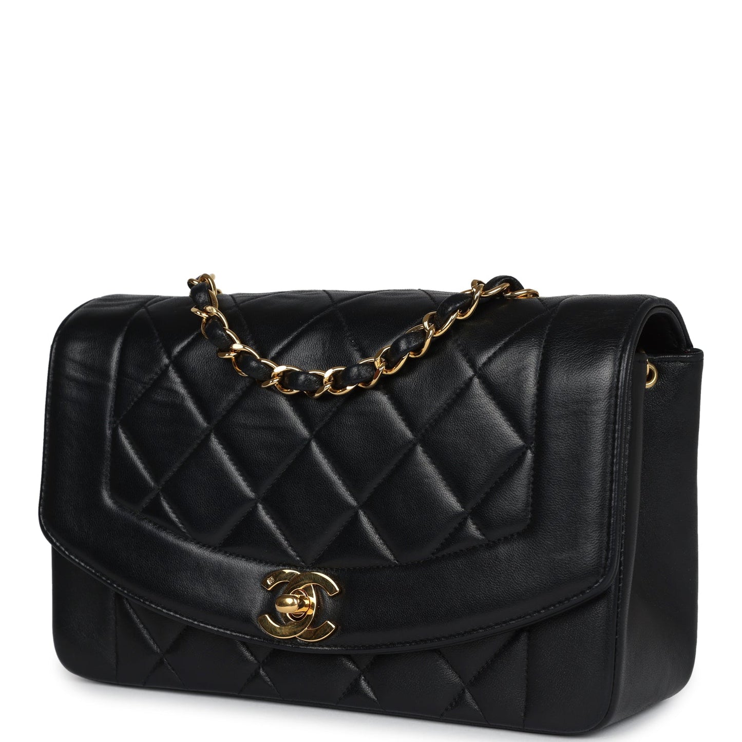 Chanel Small Diana Flap Bag Black Lambskin Gold Hardware
