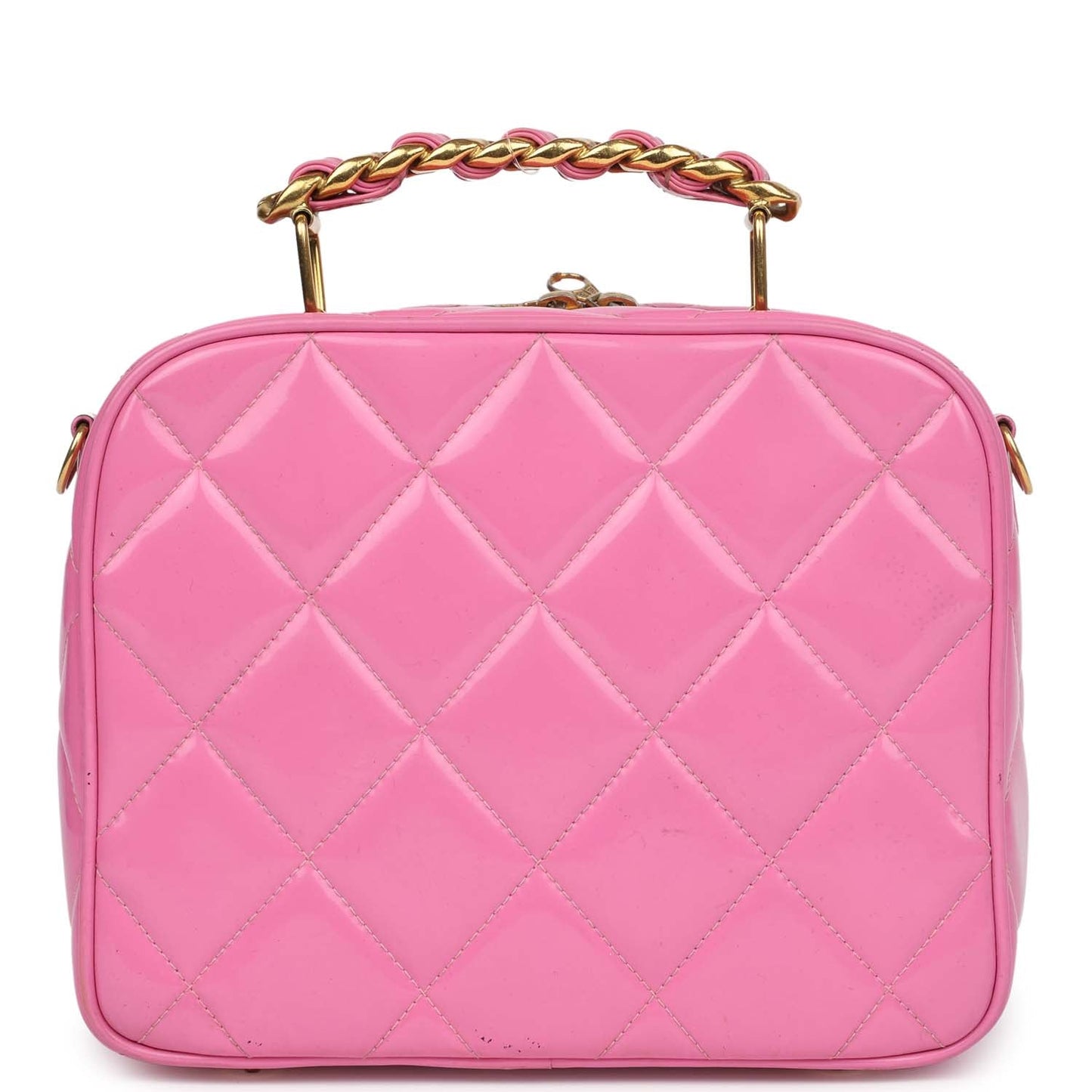 Chanel Lunchbox Vanity Bag Pink Patent Gold Hardware