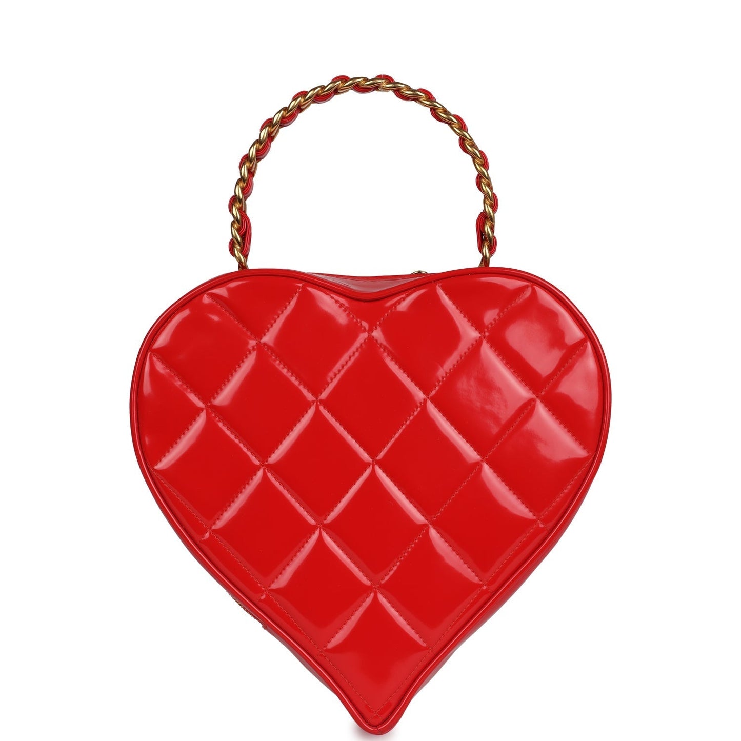 Chanel Heart Vanity Bag Red and Black Patent Antique Gold Hardware