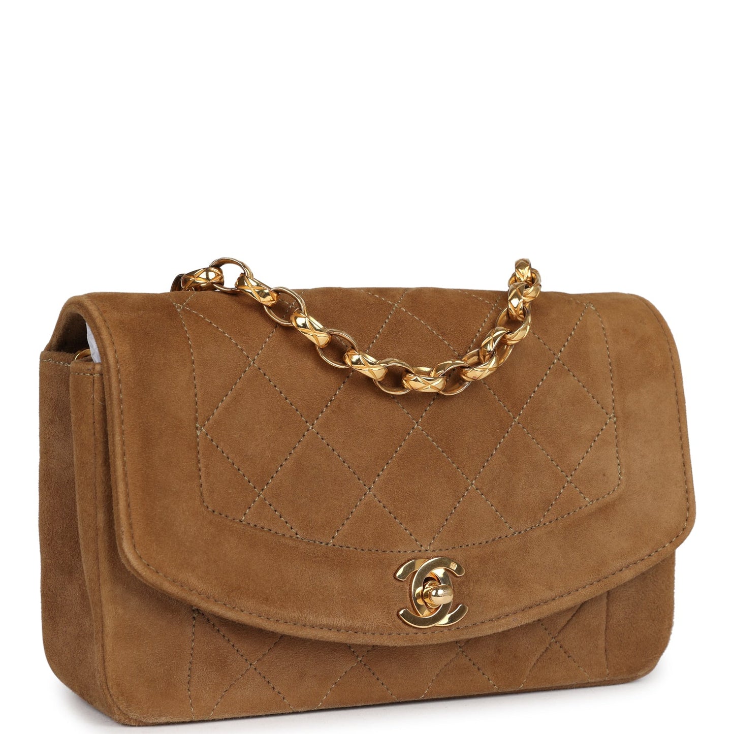 Chanel Mini Diana Flap Bag Brown Suede Gold Hardware