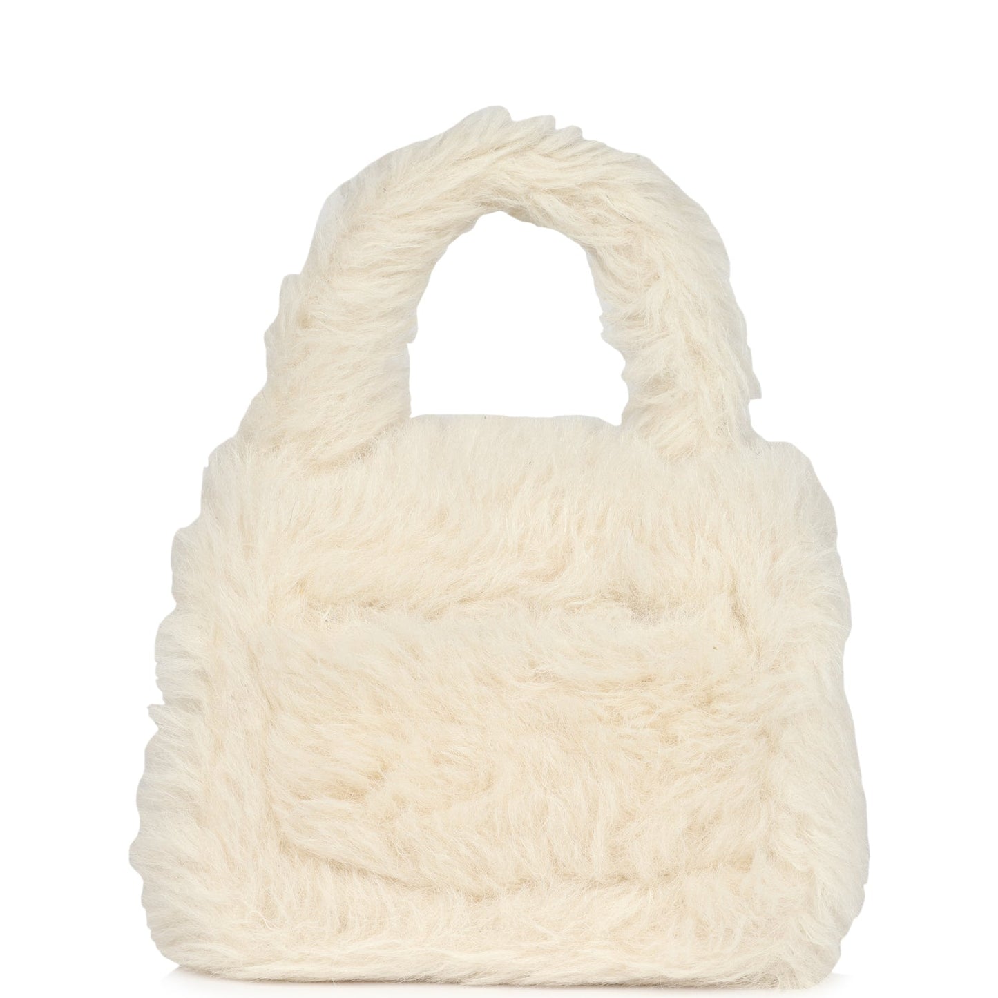 Chanel Micro Kelly Child White Rabbit Fur Gold Hardware Handbag