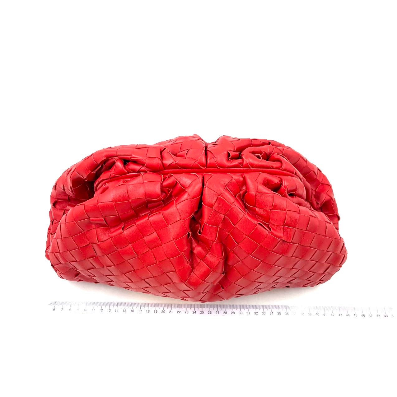 Bottega Veneta Pouch Large Intrecciato Leather Clutch Red