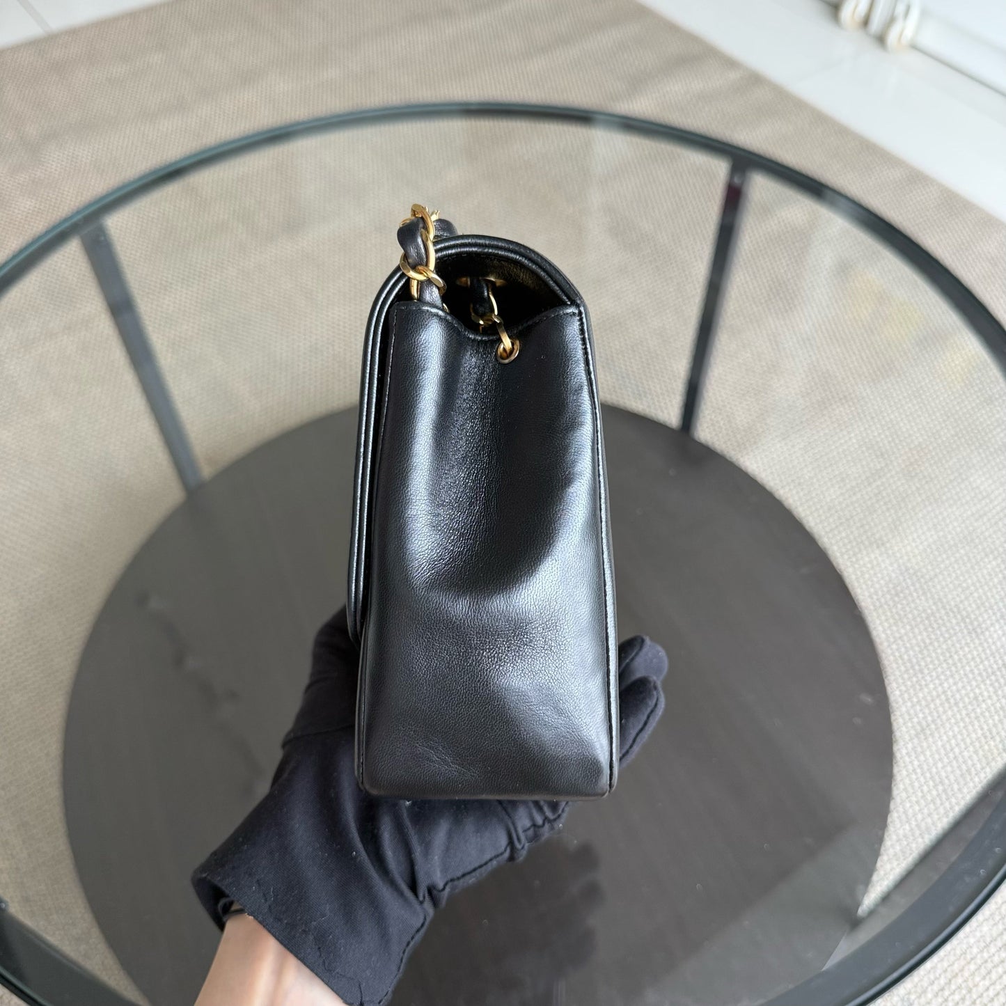 Chanel Diana Medium Vintage - Quilted Lambskin Black Gold Hardware Series 2