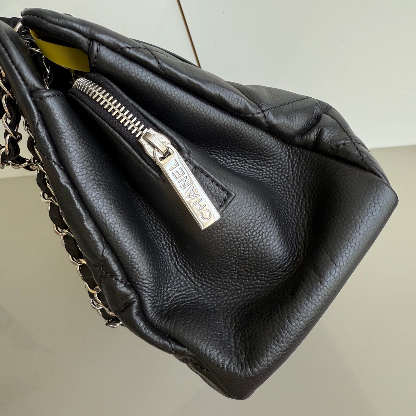 Chanel CC Logo Tote Black Soft Quilted Caviar Leather Silver Hardware 2011-2012