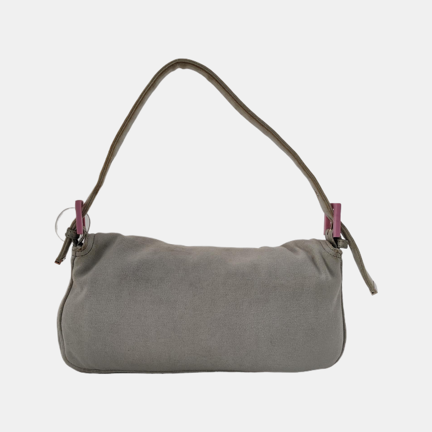 FENDI Baguette Vintage Pale Grey Cloth Pink Buckle
