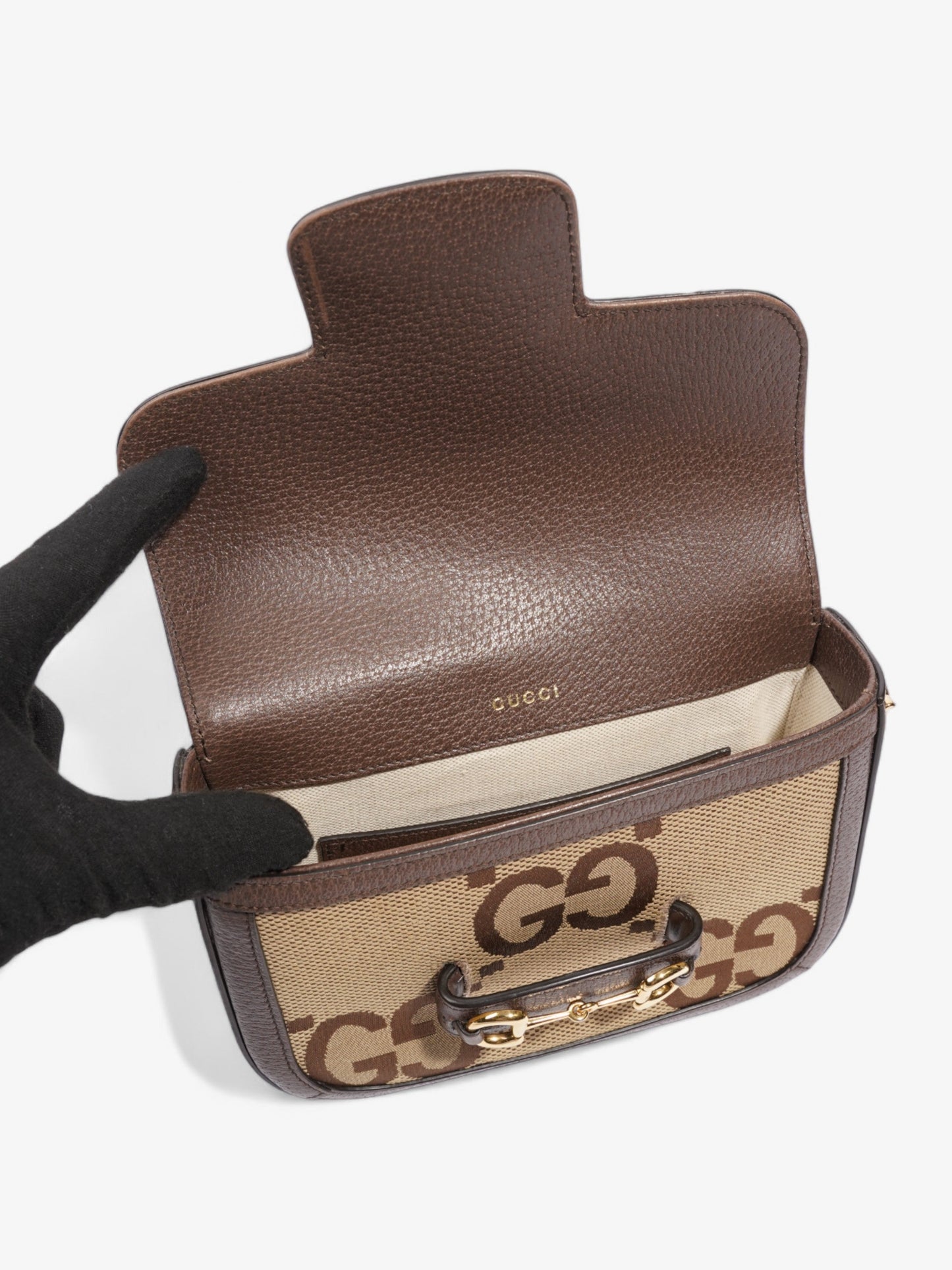 Gucci Horsebit 1955 Beige And Jumbo Jumbo GG Canvas Mini