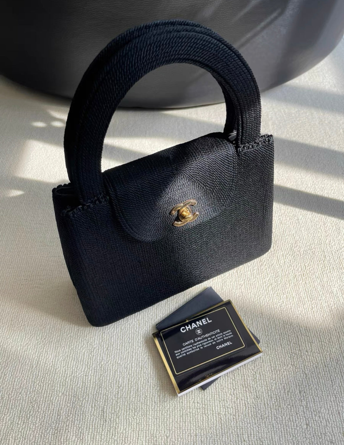 CHANEL ROPED SILK RAFFIA MINI KELLY BAG EVENING 1997 24K GOLD HARDWARE