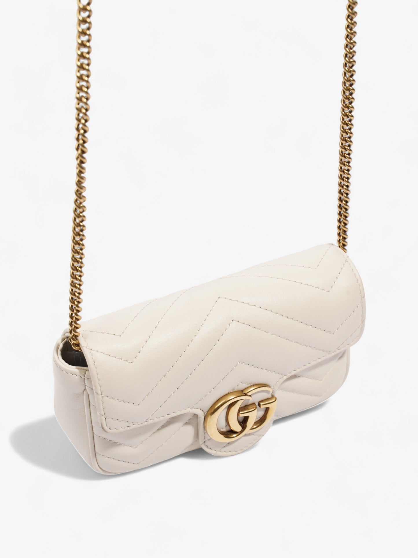 Gucci GG Marmont Super Mini Light Grey Matelasse Leather