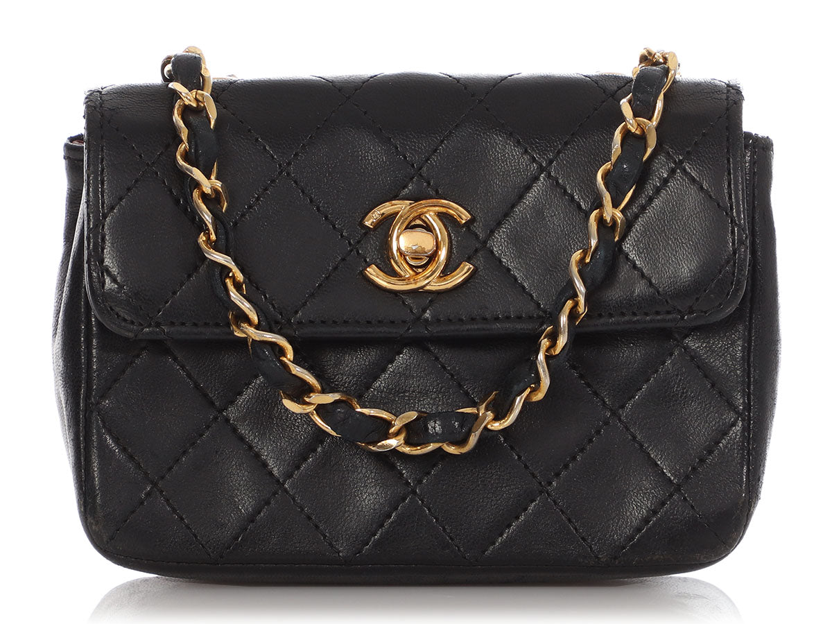 Chanel Extra Mini Black Quilted Lambskin Flap
