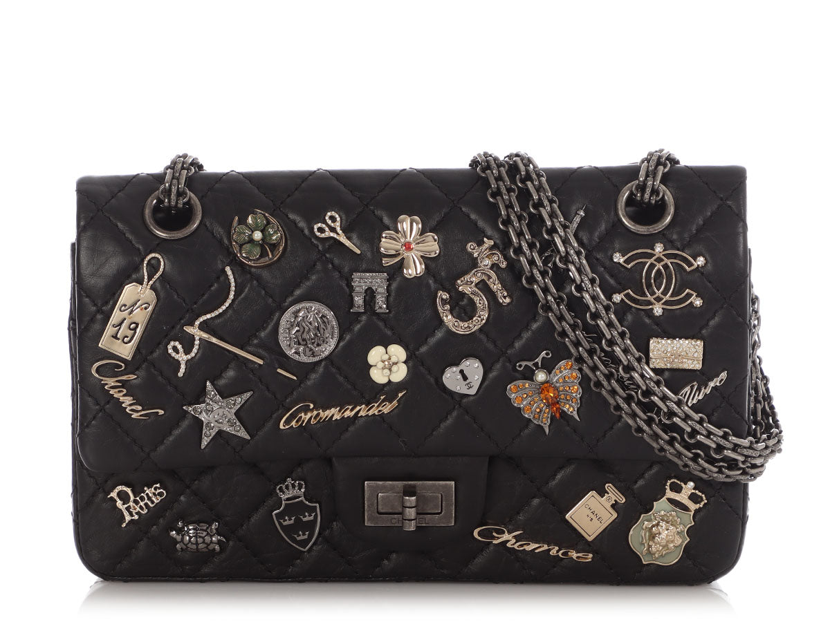 Chanel Black Quilted Aged Calfskin Lucky Charms Reissue 225