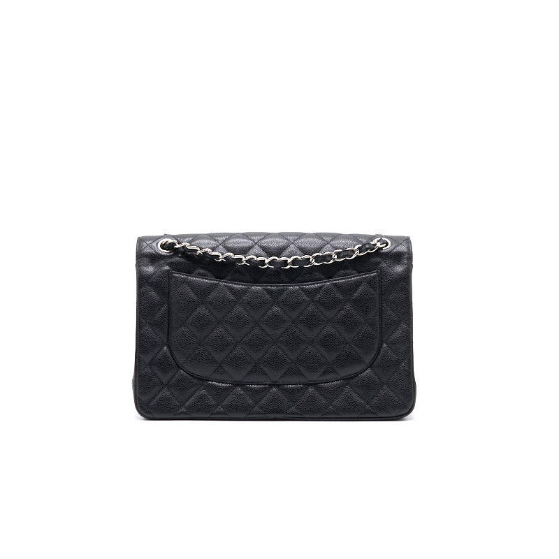 Chanel Jumbo Size Double Flap Caviar with Silver Hardware Shoulder Bag