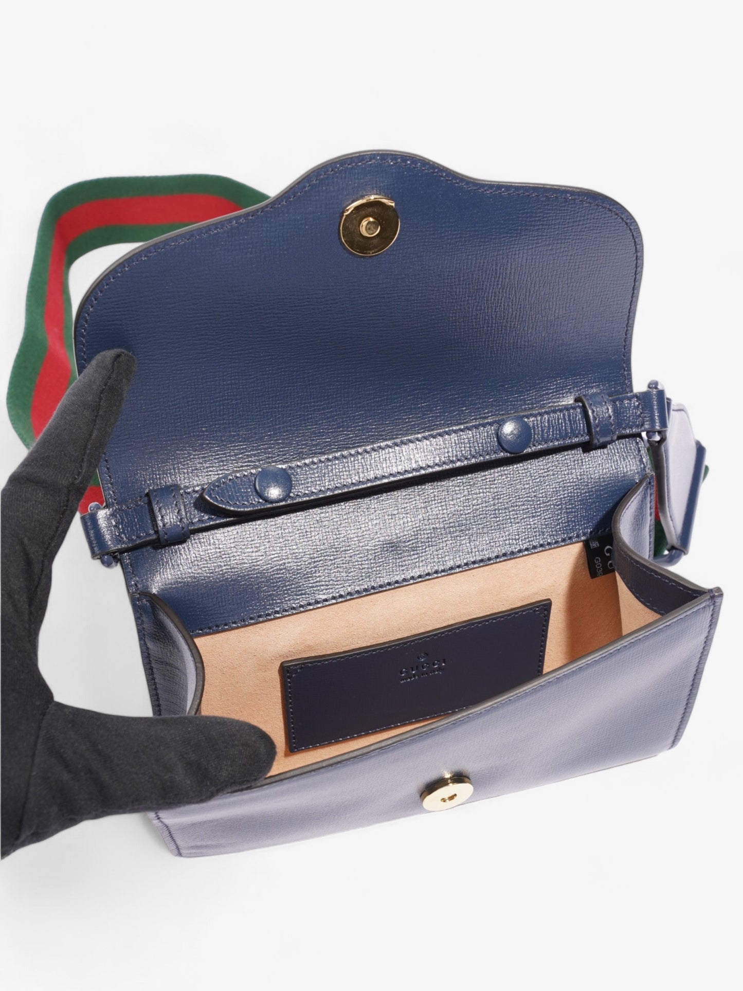 Gucci Horsebit 1955 Blue Calfskin Leather Mini