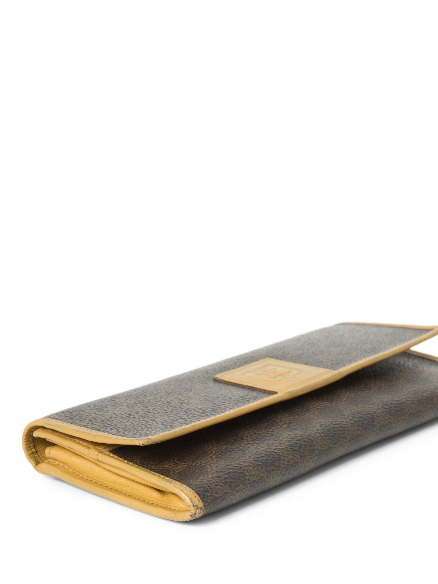 Luxury CELINE Logo Canvas Flap Long Wallet Brown