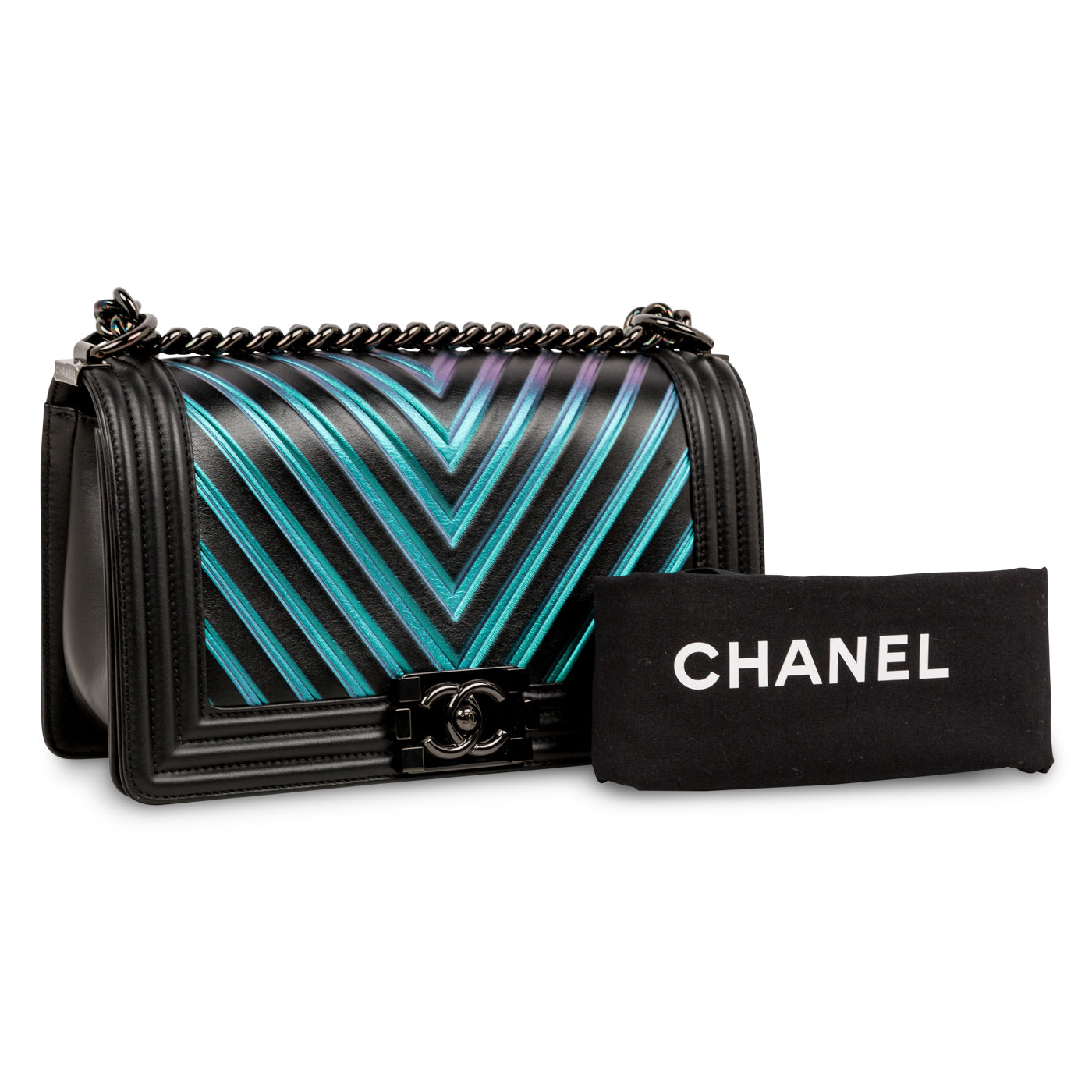 Chanel Iridescent Chevron Boy Bag - Medium