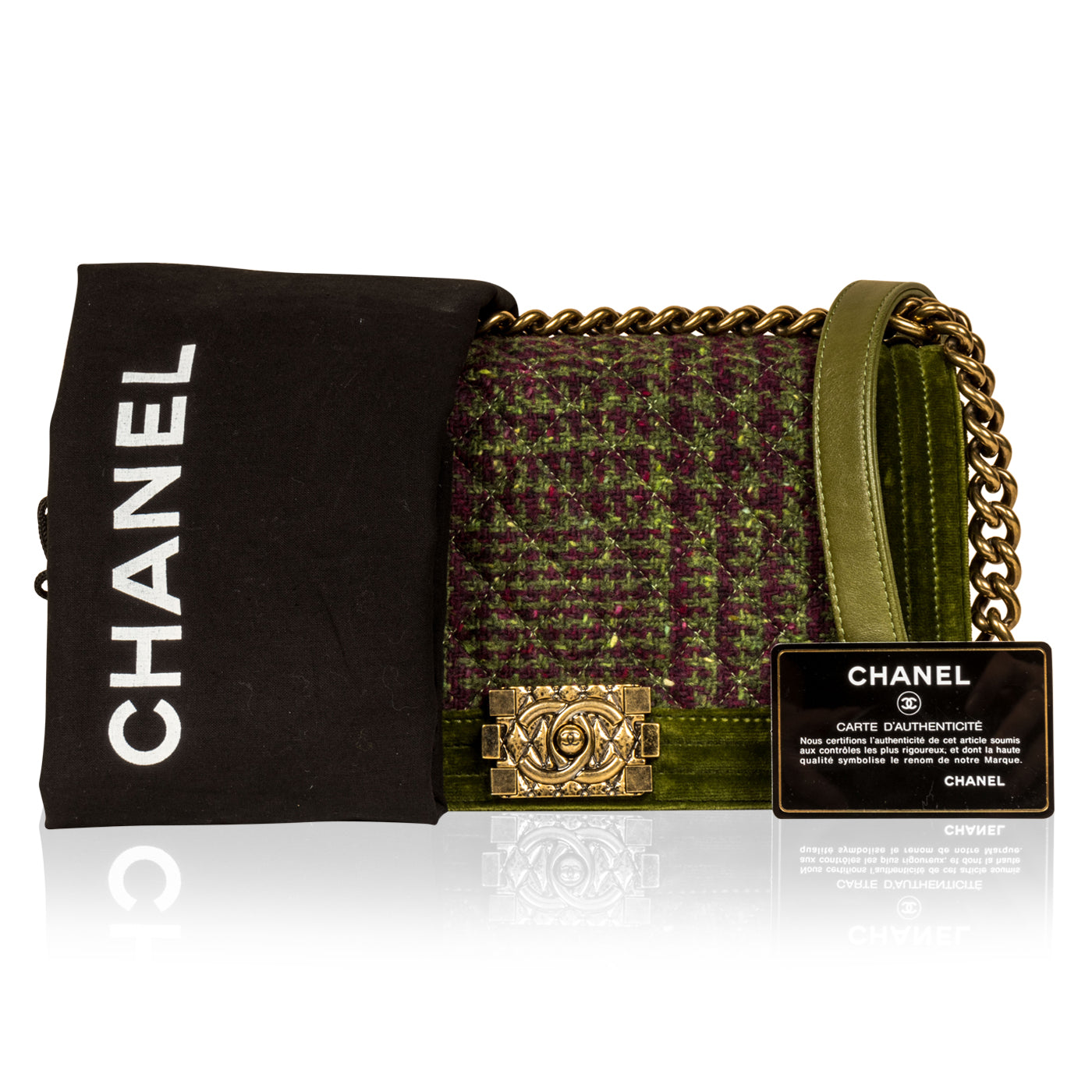 Chanel Tweed/Velvet Medium Boy Bag