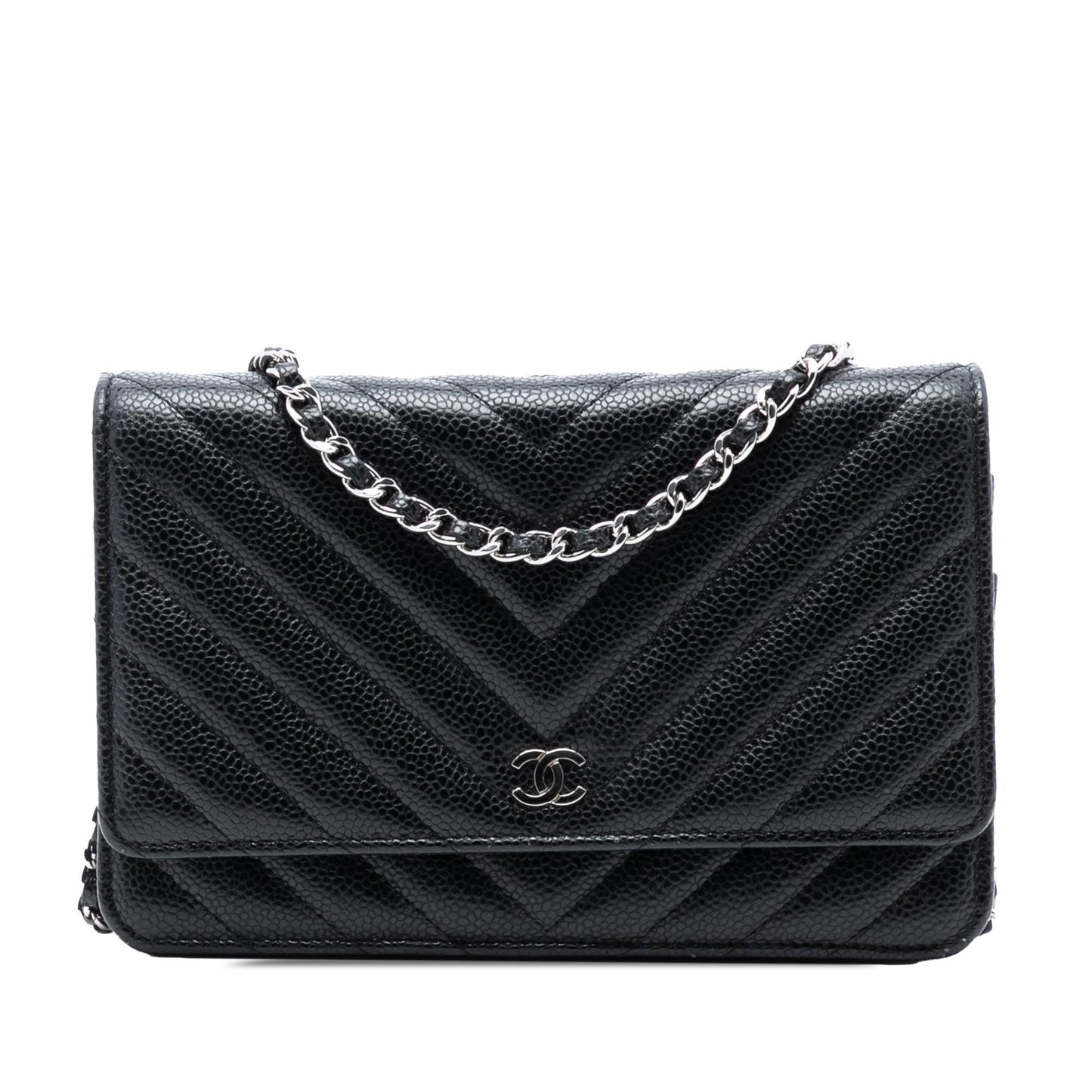 Chanel CC Chevron Caviar Wallet On Chain