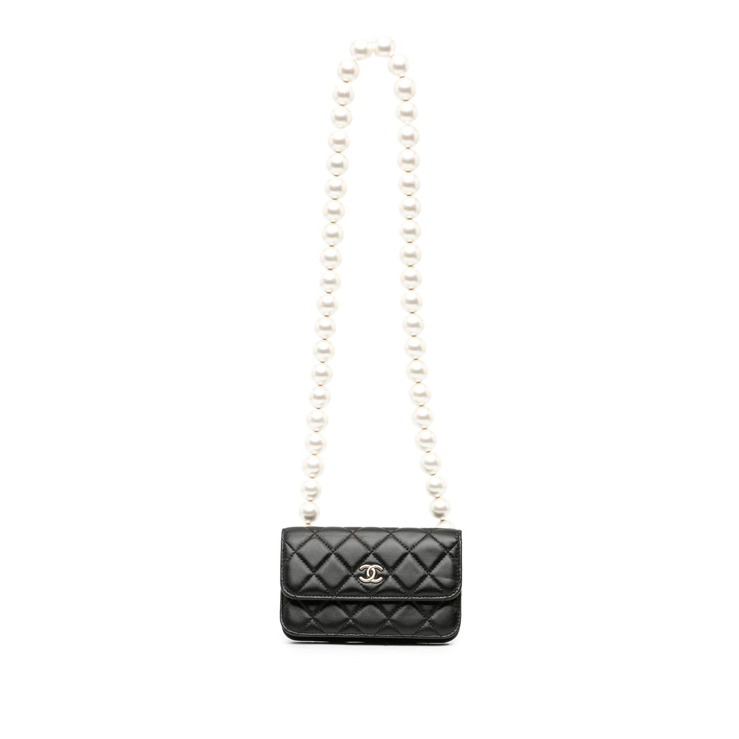 Chanel CC Lambskin About Pearls Card Holder On Chain (SHG-XiJKT4)