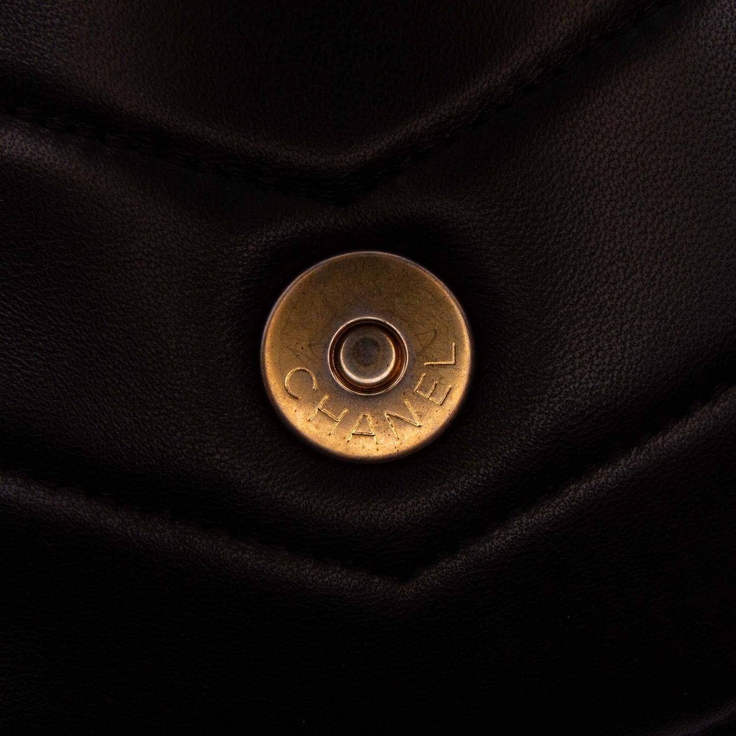 Chanel Chevron Lambskin CC Medallion Button Flap Clutch