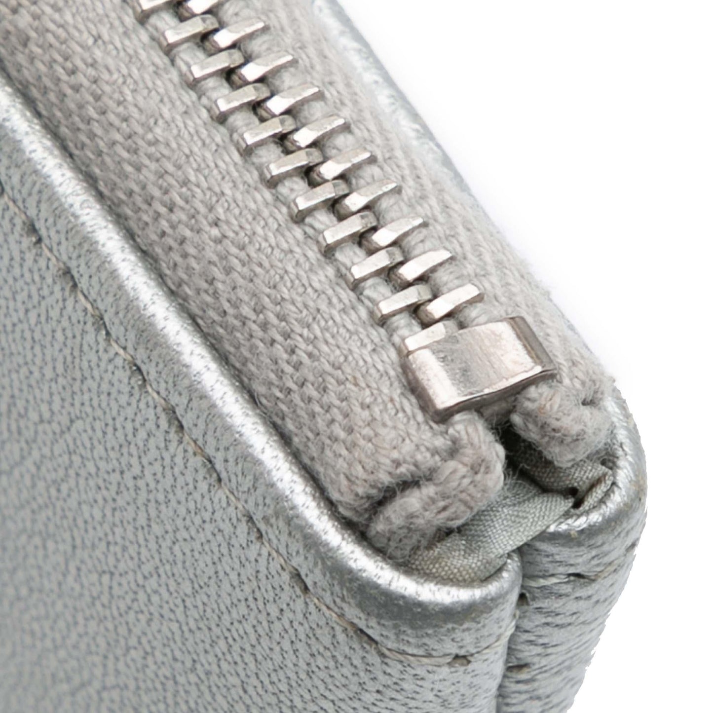 Chanel Large Chevron Metallic Lambskin Mademoiselle Zip Clutch