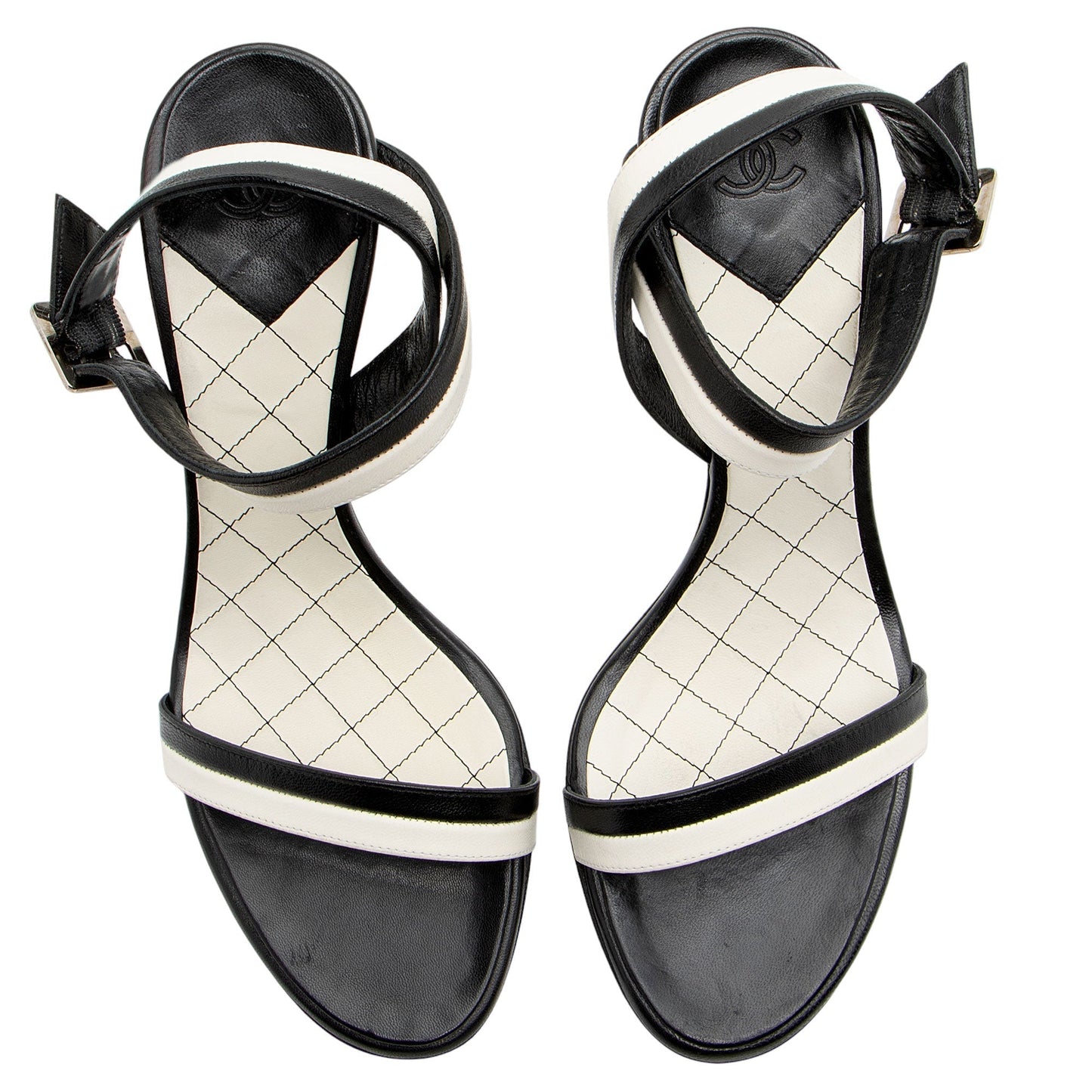 Chanel Bicolor Leather Wrap Sandals - Size 8.5 / 38.5